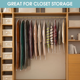 Perber dustproof plastic garment bag protects clothes from dust and moisture.