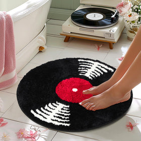 Percozzi vinyl record bath mat non-slip back ensures steadier footing