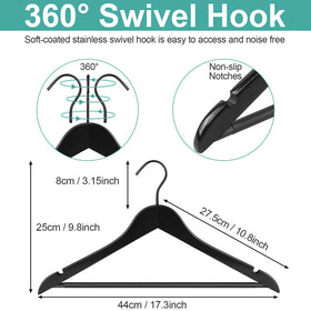 Perfecasa black hangers with silent hooks reduce noise in busy rooms