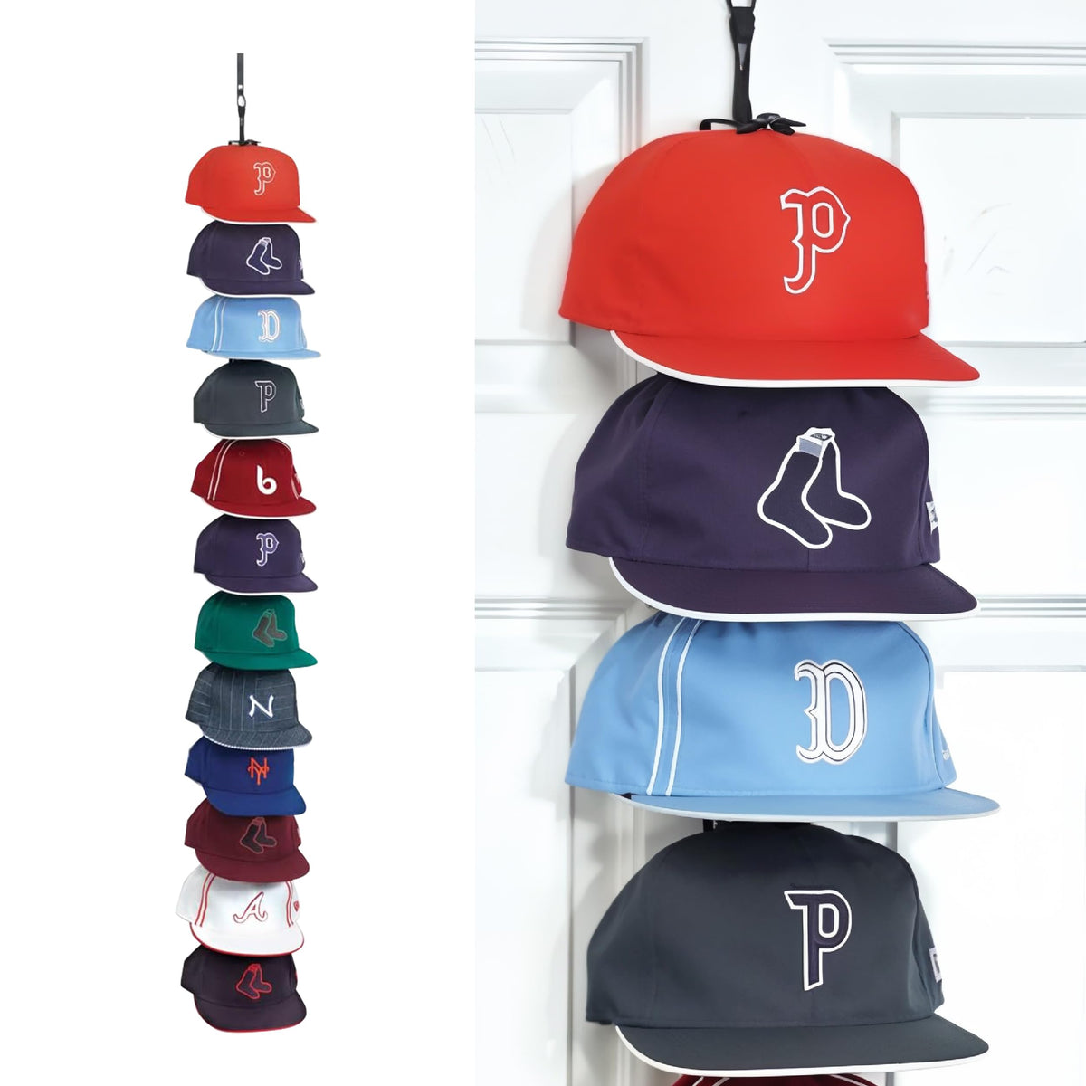Perfect Curve Cap Rack System 36 stores a high-capacity cap collection neatly.