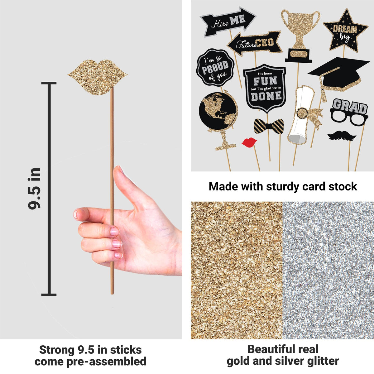 Perfect Occasion real glitter props sparkle in celebrations.