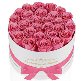 Perfectione Roses 27-roses-in-a-box exterior view; premium gift ready for special occasions.