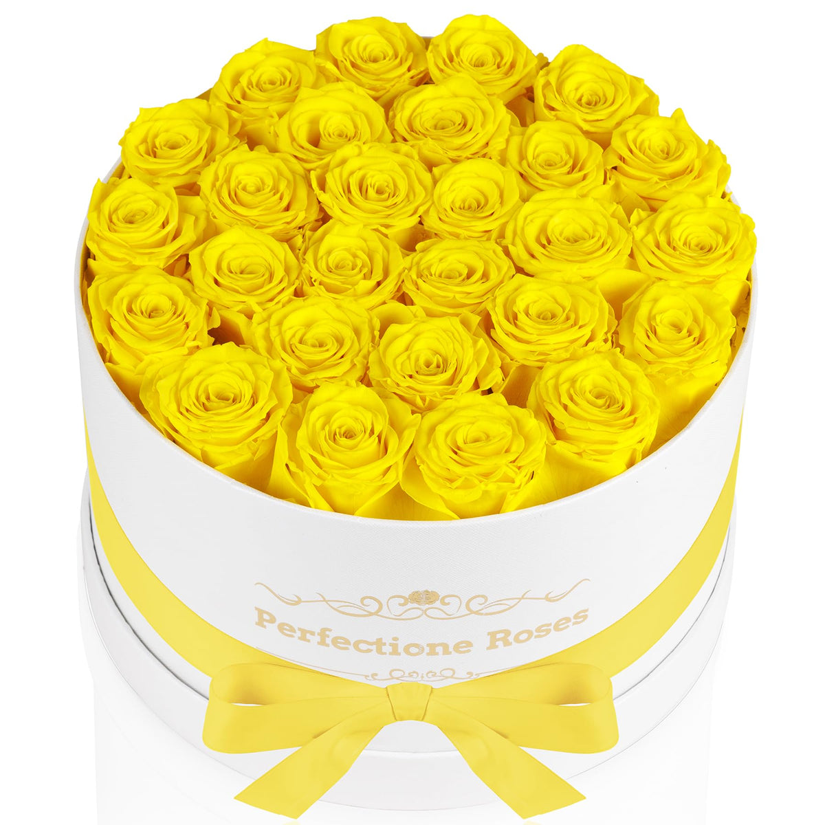 Perfectione Roses 27-rose round box with preserved roses for gifting
