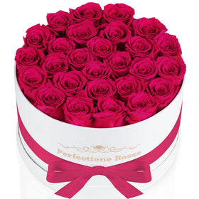 Perfectione Roses 27 preserved roses in a round box, ideal for gifting and lasting beauty.