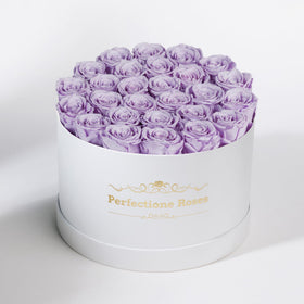 Close-up of Perfectione Roses lavender preserved blooms showing color and texture.