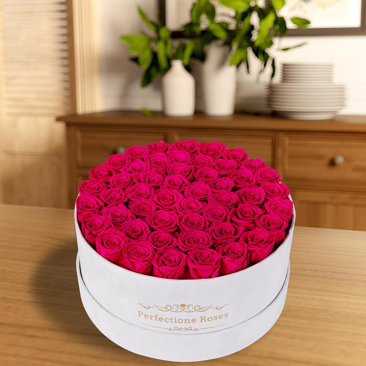 Perfectione Roses preserved-flowers close-up texture highlighting rich petals