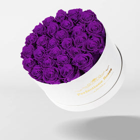 Perfectione Roses preserved flowers purple display, ideal for home decor and gifting.