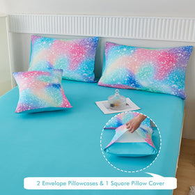 Perfemet decorative pillow 18x18 with rainbow accents.