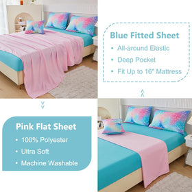 Perfemet gradient rainbow galaxy print brightens bedroom decor.
