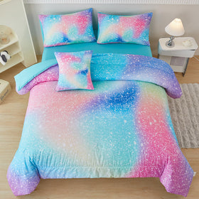 Perfemet pink green girls twin bedding set packaging shows vibrant colors.