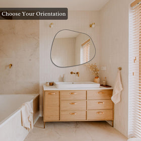 PERFNIQUE black wall-mount mirror with 8-hook system for easy installation.