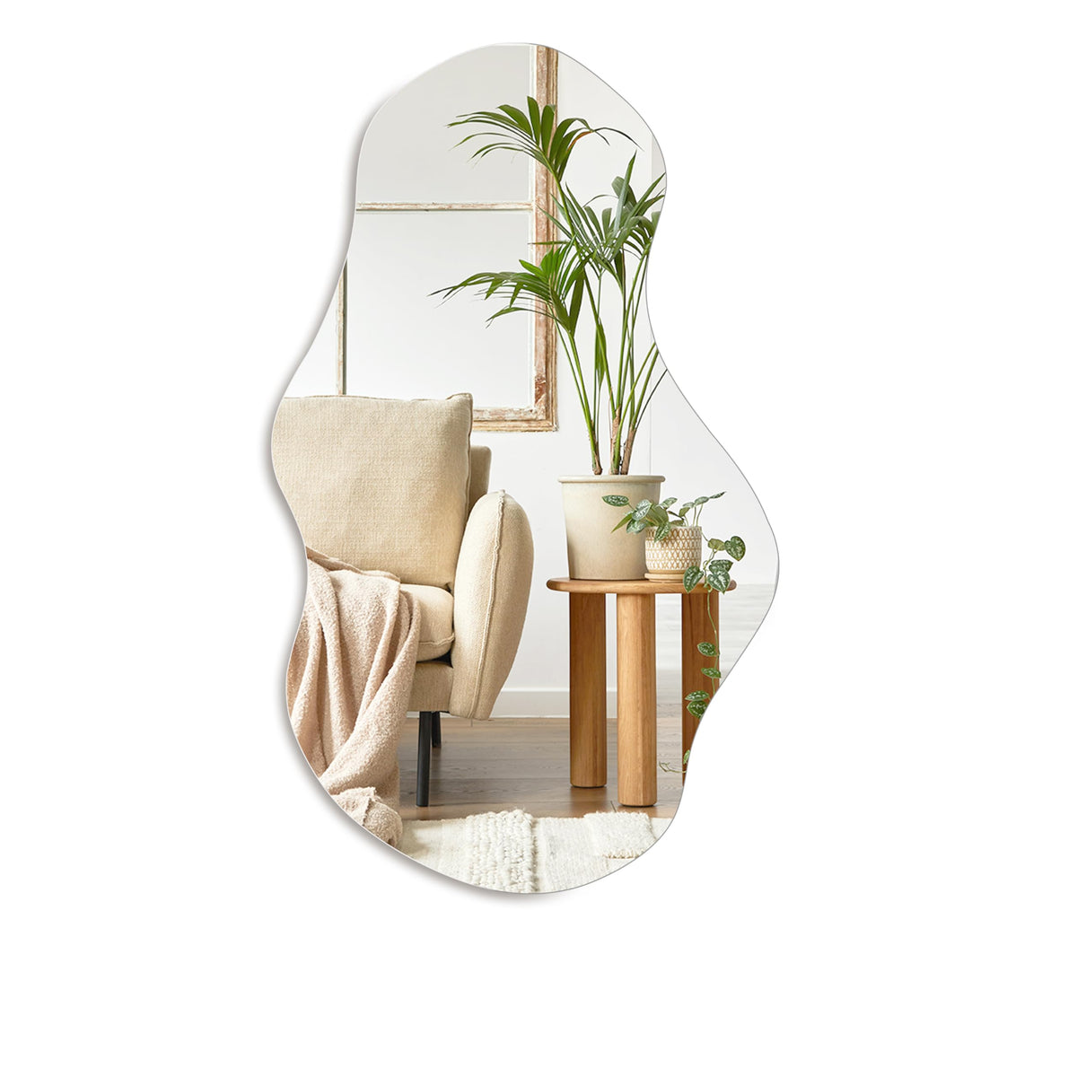 PERFNIQUE irregular wall mirror with cloud frameless design reflecting light beautifully