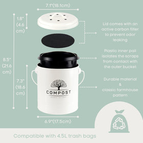 Perfnique inner pail with handle for easy scrap disposal.