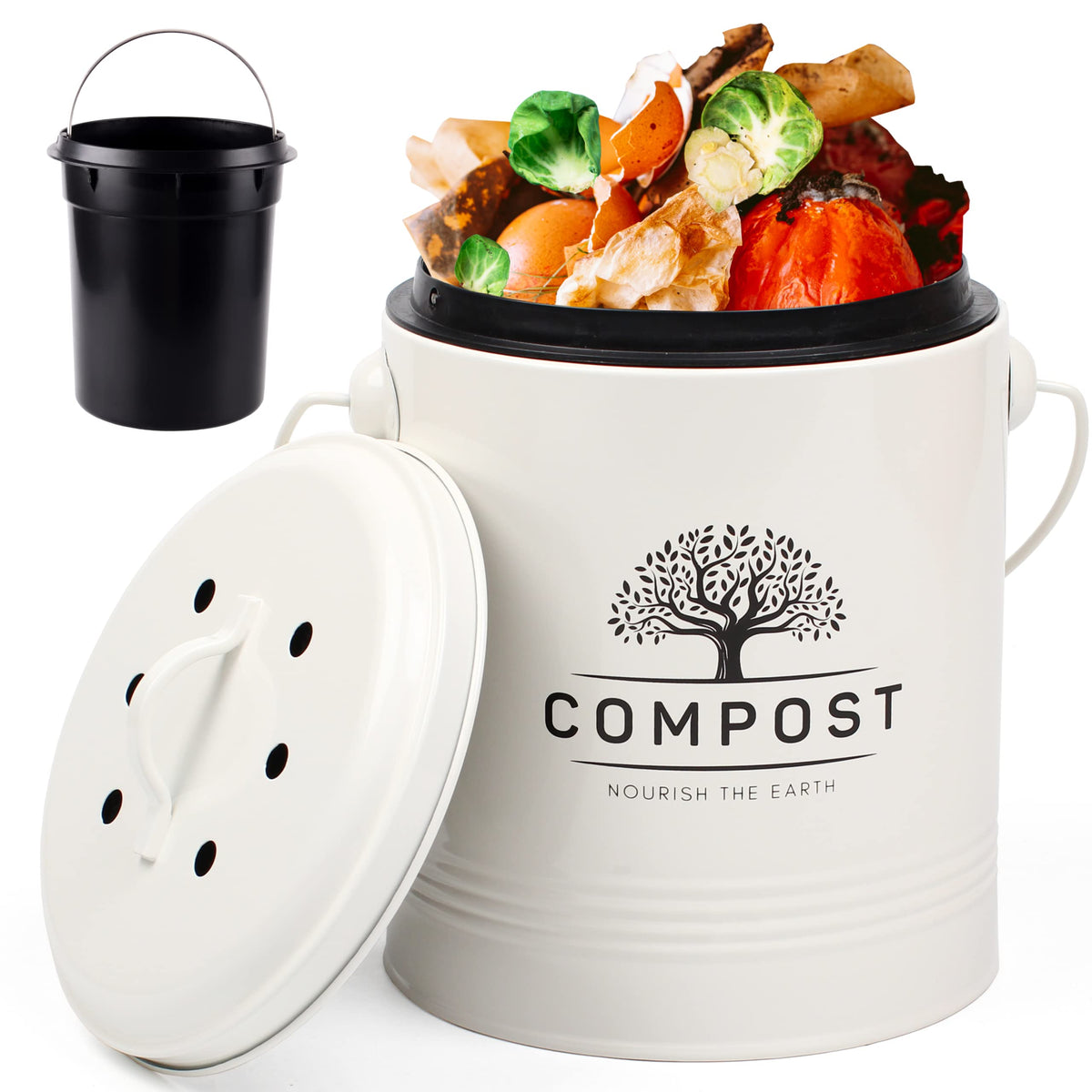 Perfnique kitchen compost bin outer bucket, durable and rust-free for daily use.