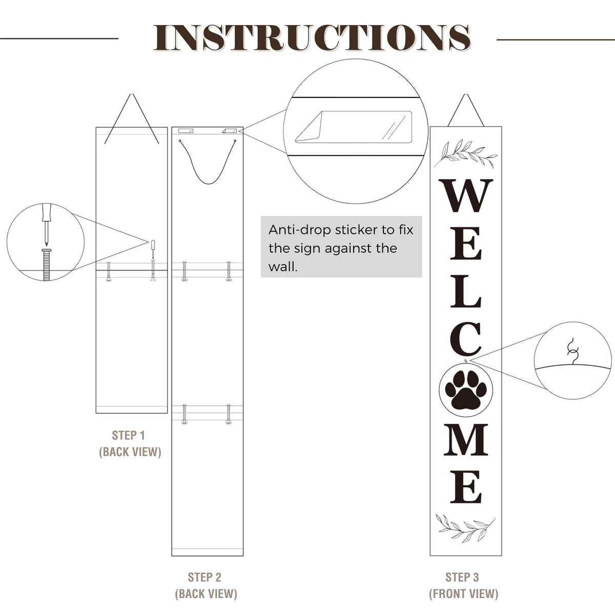 Includes traceless tape and hardware for stable setup.