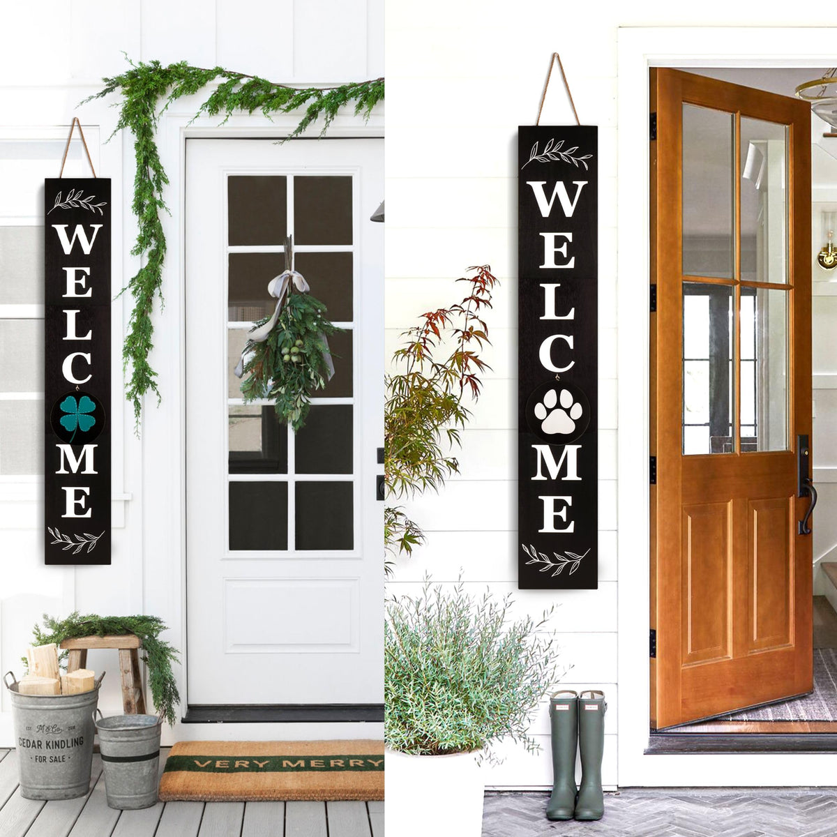 Hand-stenciled lettering on Perfnique sign with rustic distressed finish.