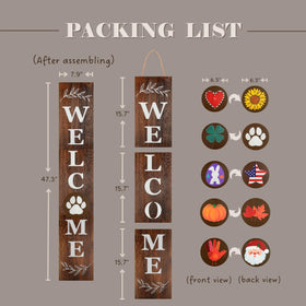 Perfnique welcome sign leaning against a wall for porch display.