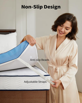 PERLECARE 3in Firm Topper non-slip bottom closeup signals secure fit