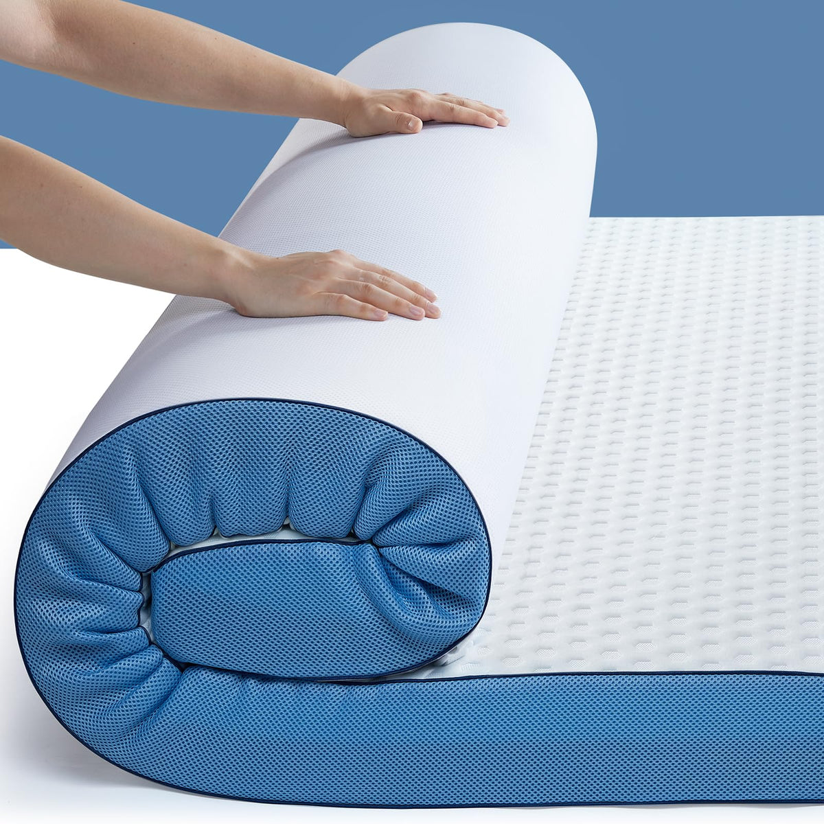 PERLECARE 3in Firm Topper top view provides supportive surface for back sleepers