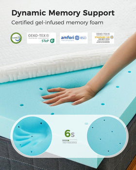 PERLECARE non-slip bottom with silicone points keeps topper in place.