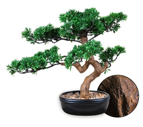 Permaplants 16-inch artificial bonsai with trunk and ceramic pot for serene home decor.