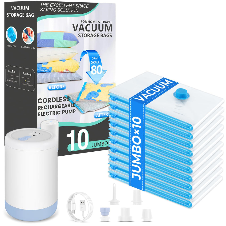 PERMAROMA vacuum bags 10 jumbo set ready to compress clothes for space-saving storage