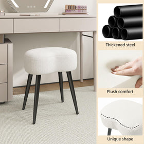 Ergonomic curved seat supports comfort during beauty sessions.