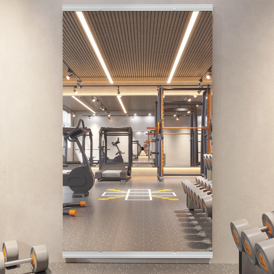 pertetey home gym mirror 48x24 shows full-body reflection for workouts and form