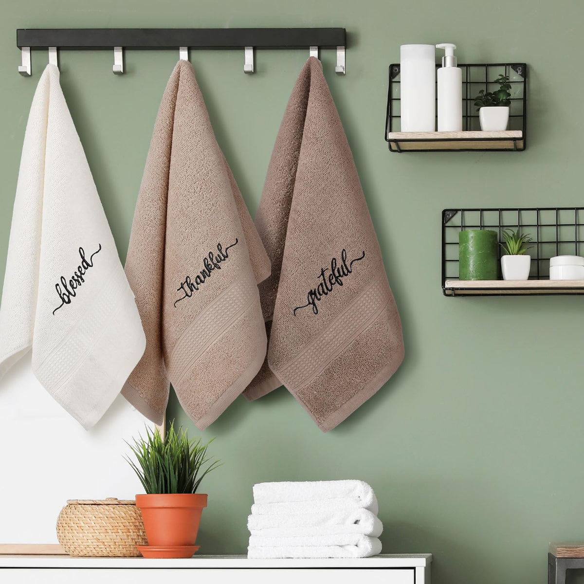 Peryiter Brown Series towels bring rustic style to kitchen and bath.