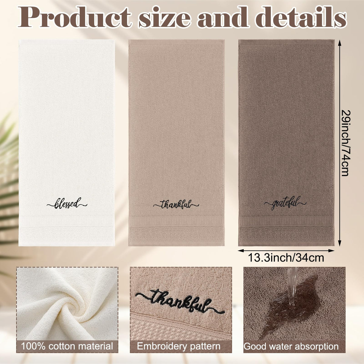 Peryiter Farmhouse cotton hand towels offer soft touch and quick drying.