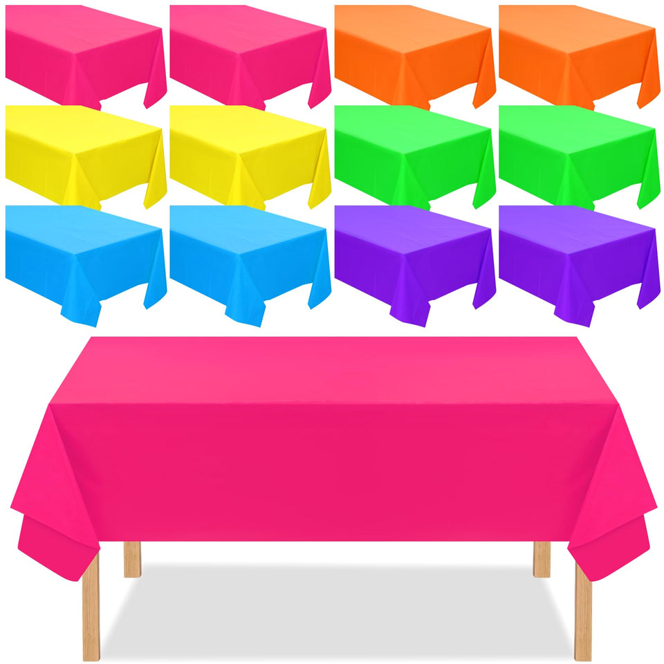 Peryiter neon blue tablecloth brightens outdoor parties and simplifies cleanup