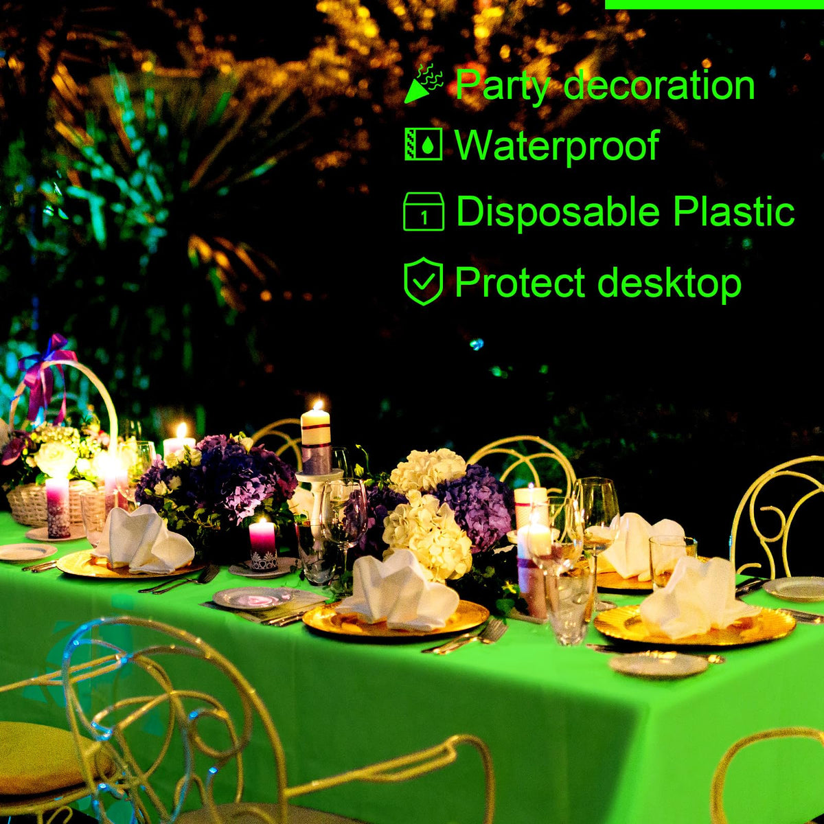 Peryiter neon purple tablecloth creates festive ambiance for gatherings