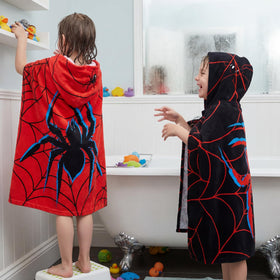 Peryiter spider hooded towel color options red, black, and blue
