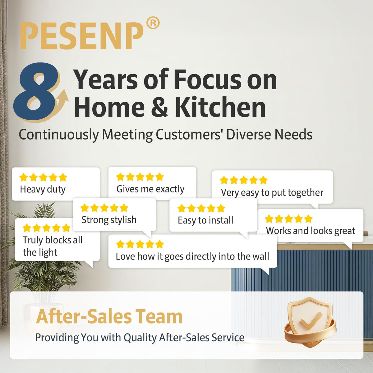 PeSenp blackout setup ideal for bedrooms and living spaces.