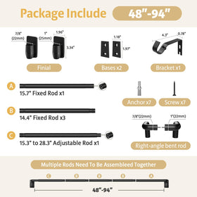 PeSenp hardware package includes brackets, extensions, and mounting screws.