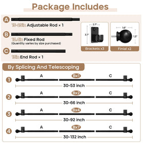 PeSenp adjustable telescoping system fits 48 to 84 inches.