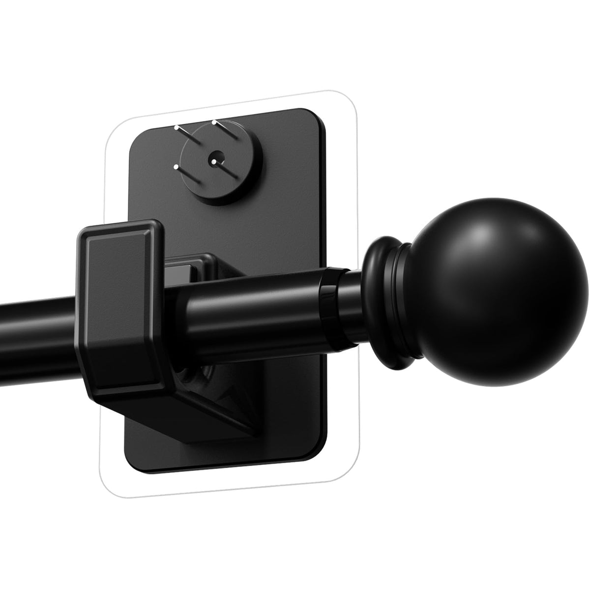 PeSenp no drill curtain rod with adhesive bracket secures curtains without tools.