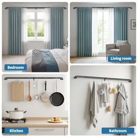 Pesenp rear rod accommodates lighter curtains for balanced privacy.