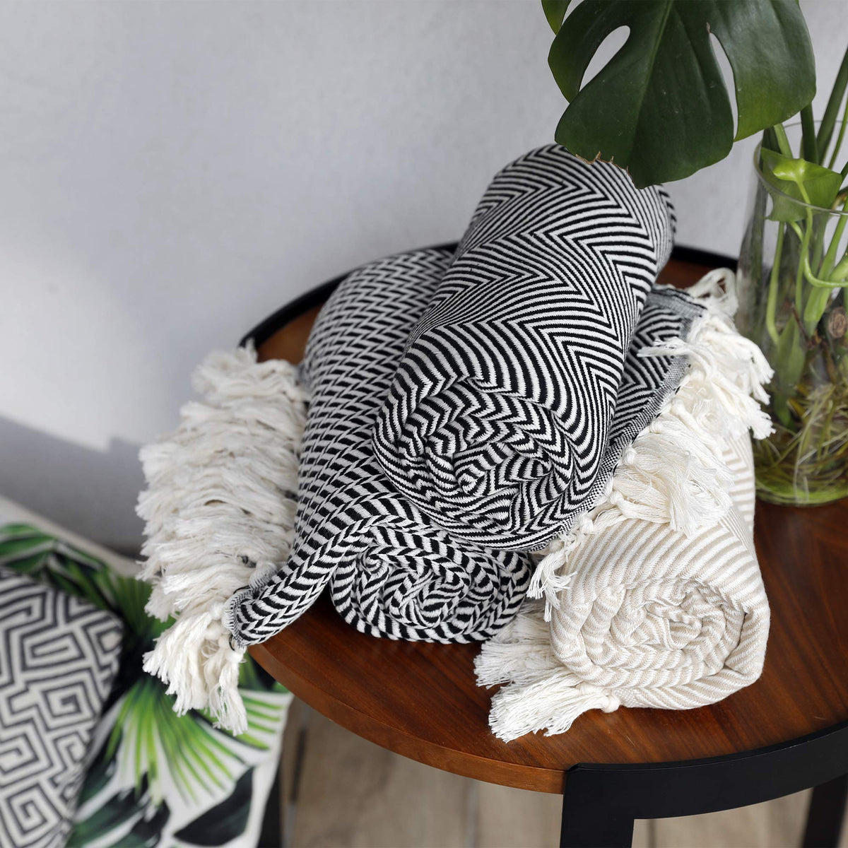 Peshtemania striped herringbone design adds texture to any space.