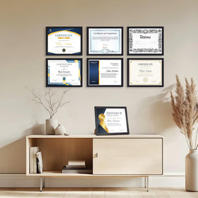 PETAFLOP certificate frame 8.5x11 with sleek black finish for documents