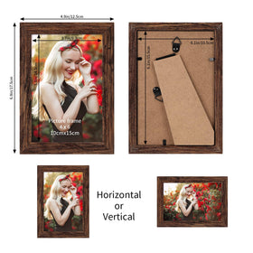 PETAFLOP rustic brown 4x6 frame holding a portrait on a desk for a personal display.