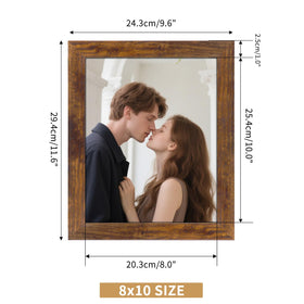 PETAFLOP rustic brown frame on wall, showcasing elegant photo presentation.