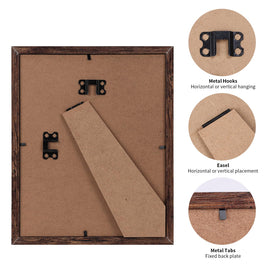 PETAFLOP rustic brown frames elevate family portraits and artwork.