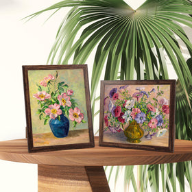 PETAFLOP wooden 8x10 frames on a tabletop display for easy memory access.