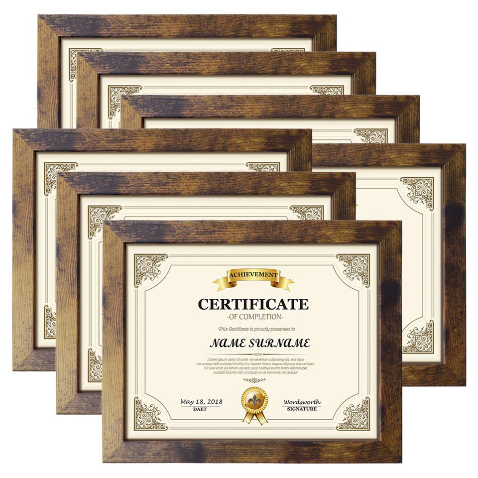 PETAFLOP wooden frame 8.5x11 with rustic finish for certificates.