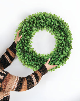 Petalyn boxwood wreath decorative centerpiece for indoor/outdoor spaces