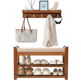 PETKABOO entryway bench with coat rack offers organized seating and convenient storage.