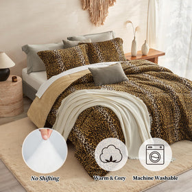 Petrichor cheetah print reversible comforter offers bold style and two looks.