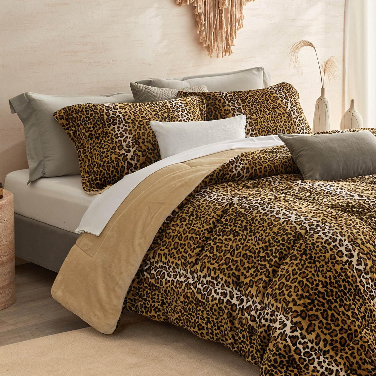 Petrichor Leopard Velvet Flannel texture closeup showing soft warmth for winter nights.