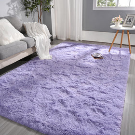 Pettop fluffy lavender 4x6 rug for the living room adds plush comfort and color.